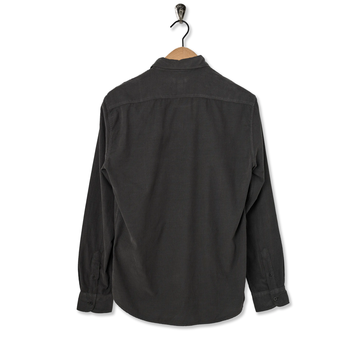Sunspel Fine Cord Shirt Anthracite - Back