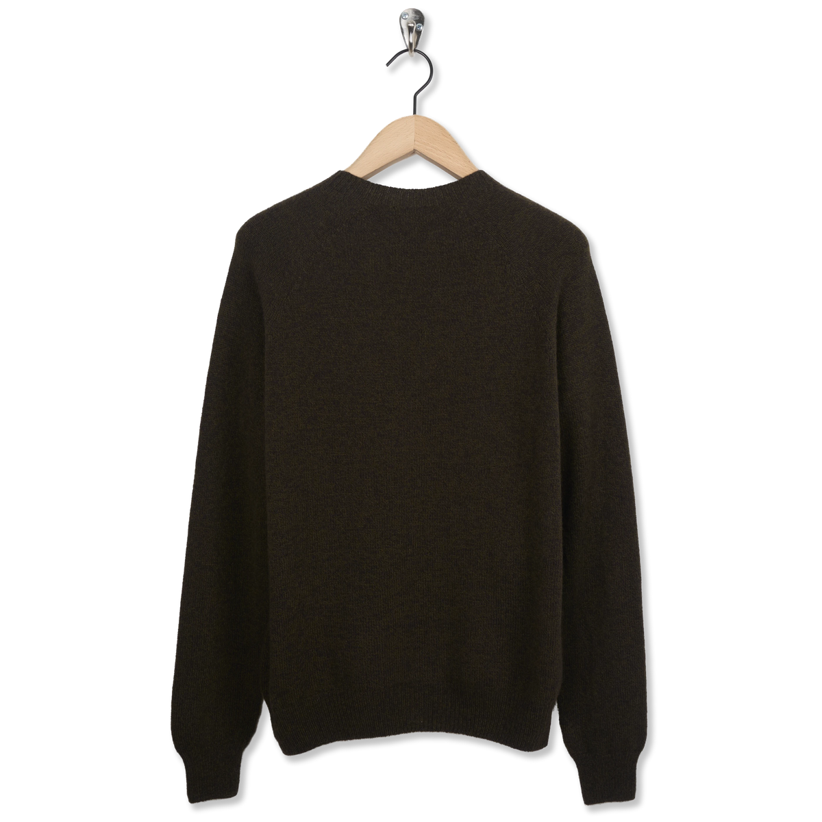 Sunspel Lambswool Crew Neck Jumper Loden Green Twist - Back
