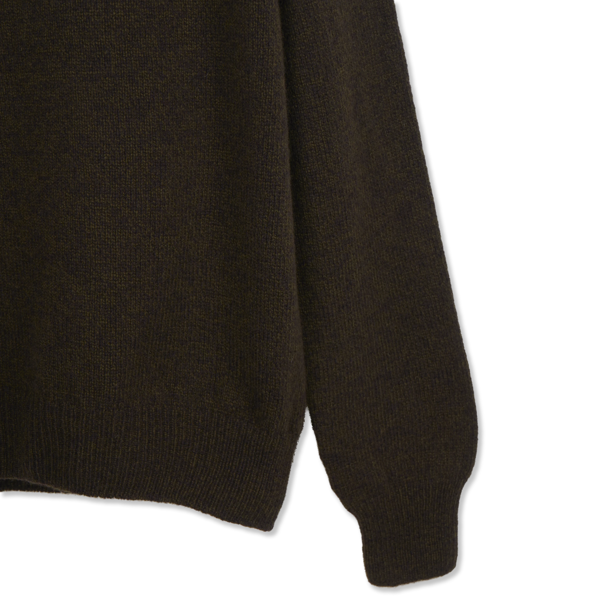 Sunspel Lambswool Crew Neck Jumper Loden Green Twist - Detail 3