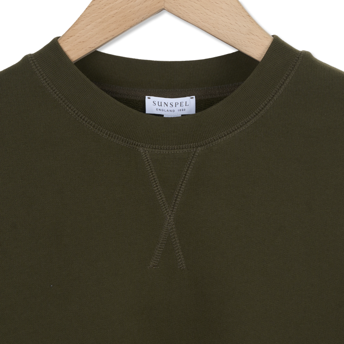 Sunspel Loopback Sweatshirt Loden Green - Detail 2