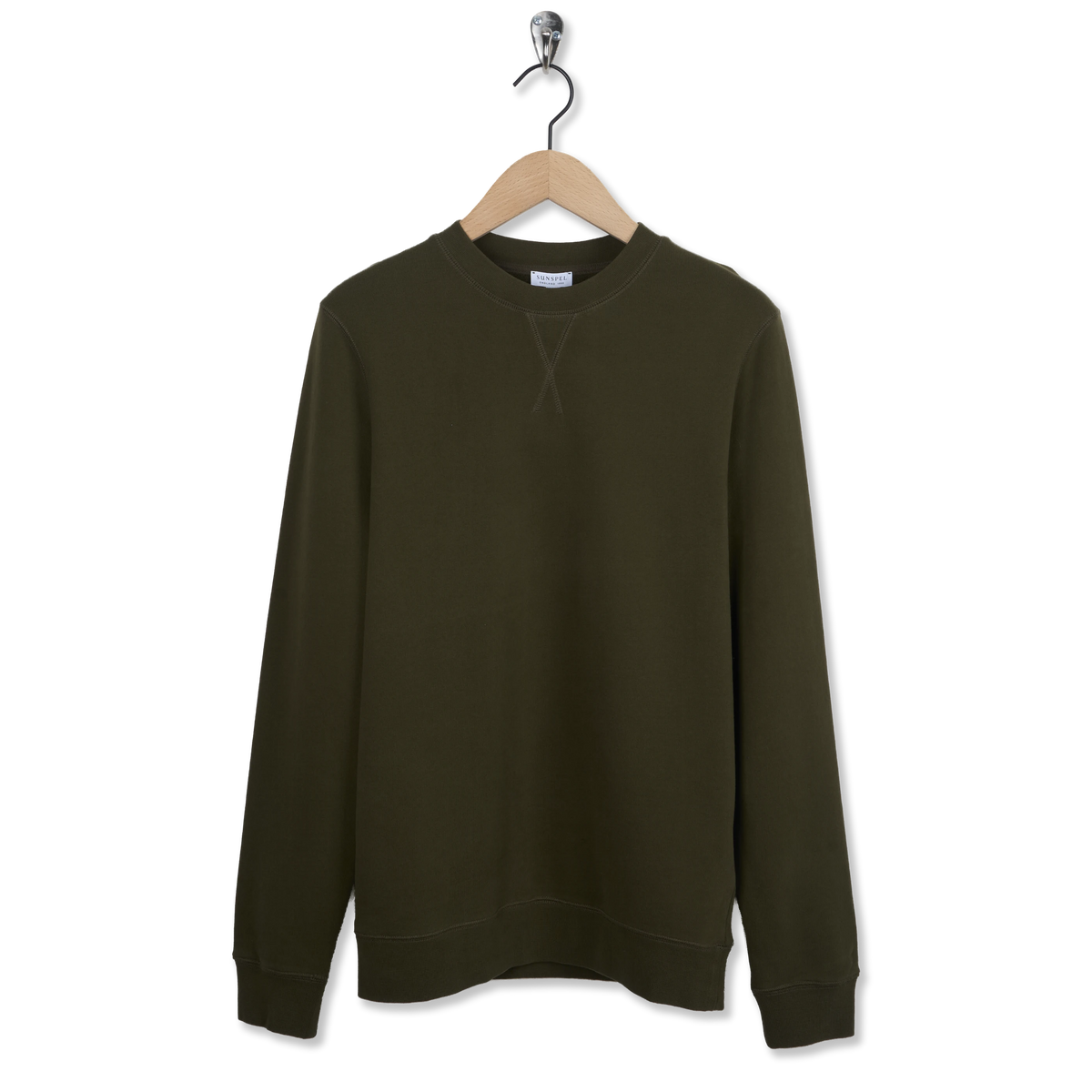 Sunspel Loopback Sweatshirt Loden Green - Front