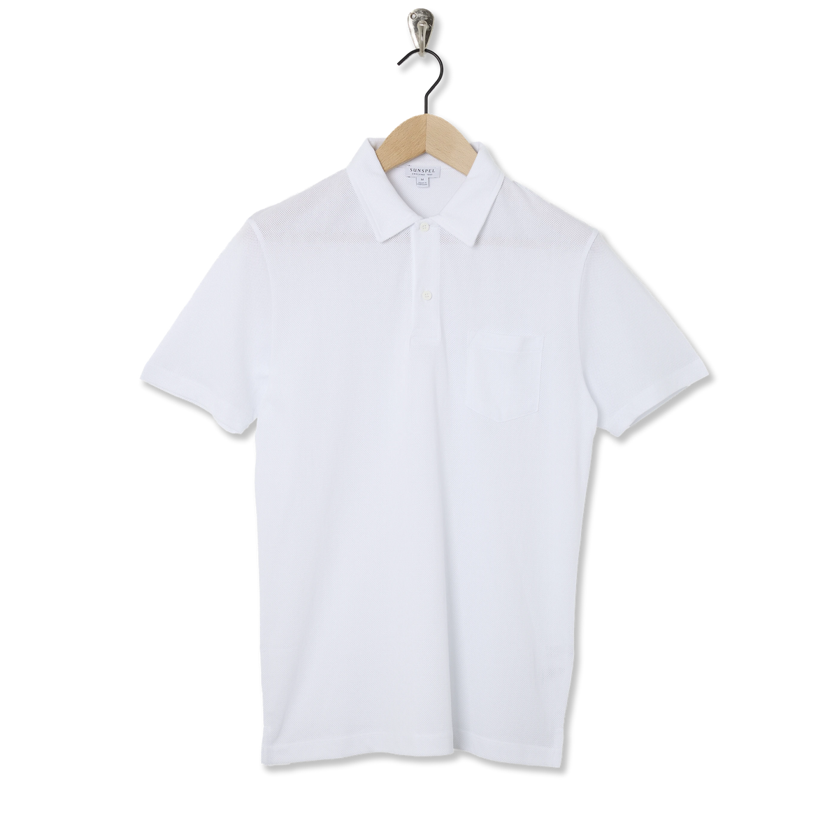 Sunspel Riviera S/S Polo Shirt White - Front