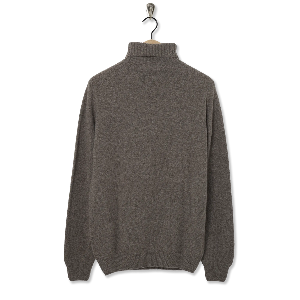 Sunspel Roll Neck Sweater Bark - Back