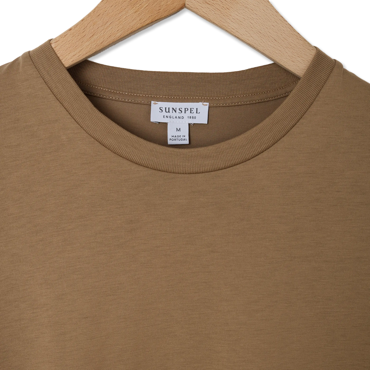 Sunspel S/S Riviera T-Shirt Dark Beige - Detail