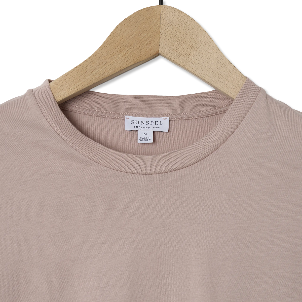 Sunspel SS Riviera T-Shirt Pale Pink - Detail 3