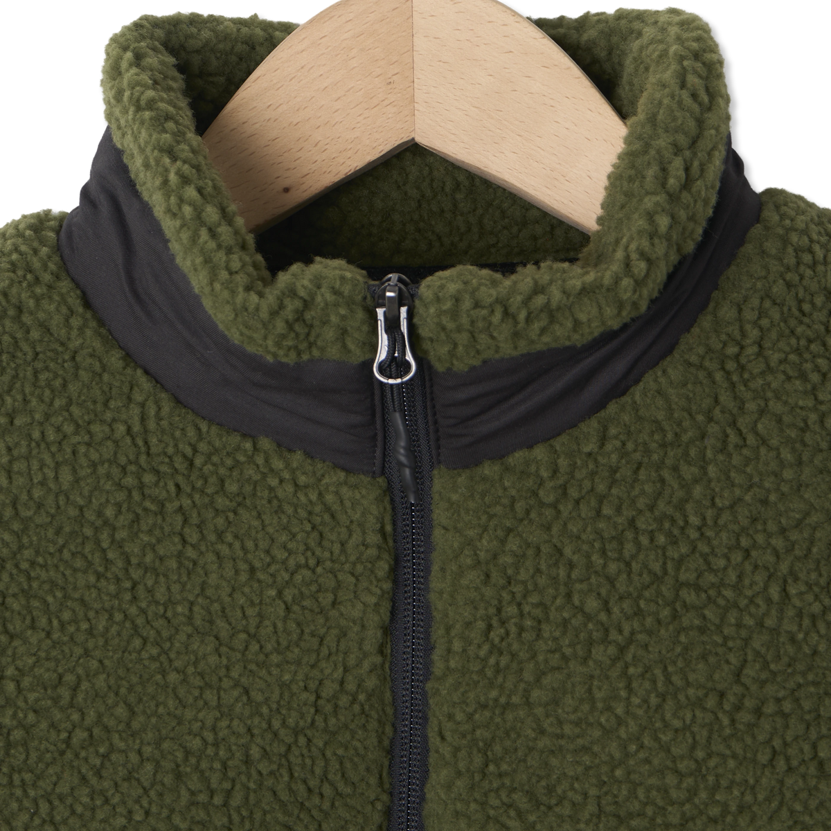 Taion Mountain Boa Fleece High-Neck Jacket Dark Olive - Detail 4