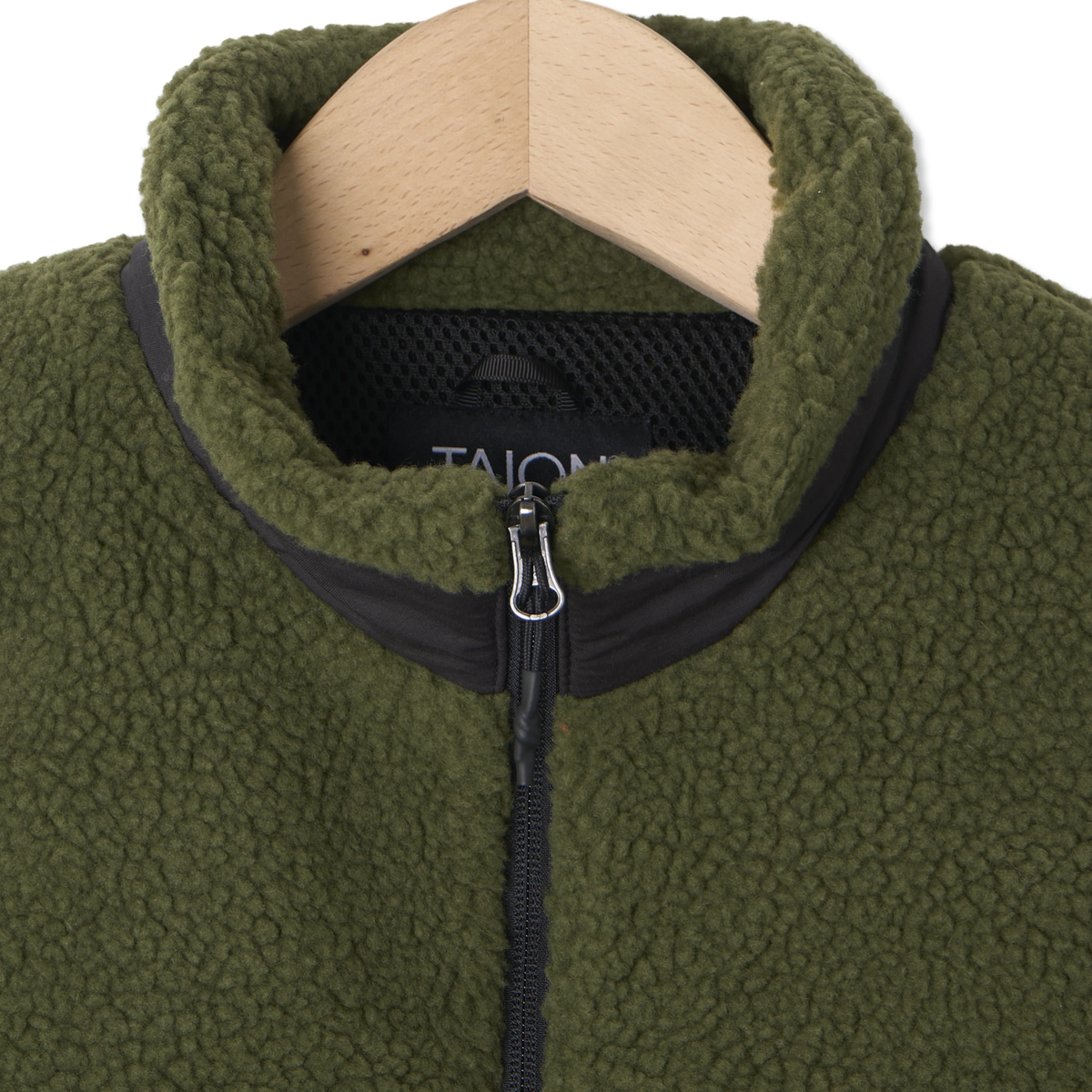 Taion Mountain Boa Fleece High-Neck Vest Dark Olive - Detail 2