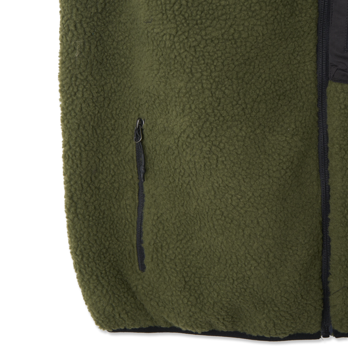 Taion Mountain Boa Fleece High-Neck Vest Dark Olive - Detail 3