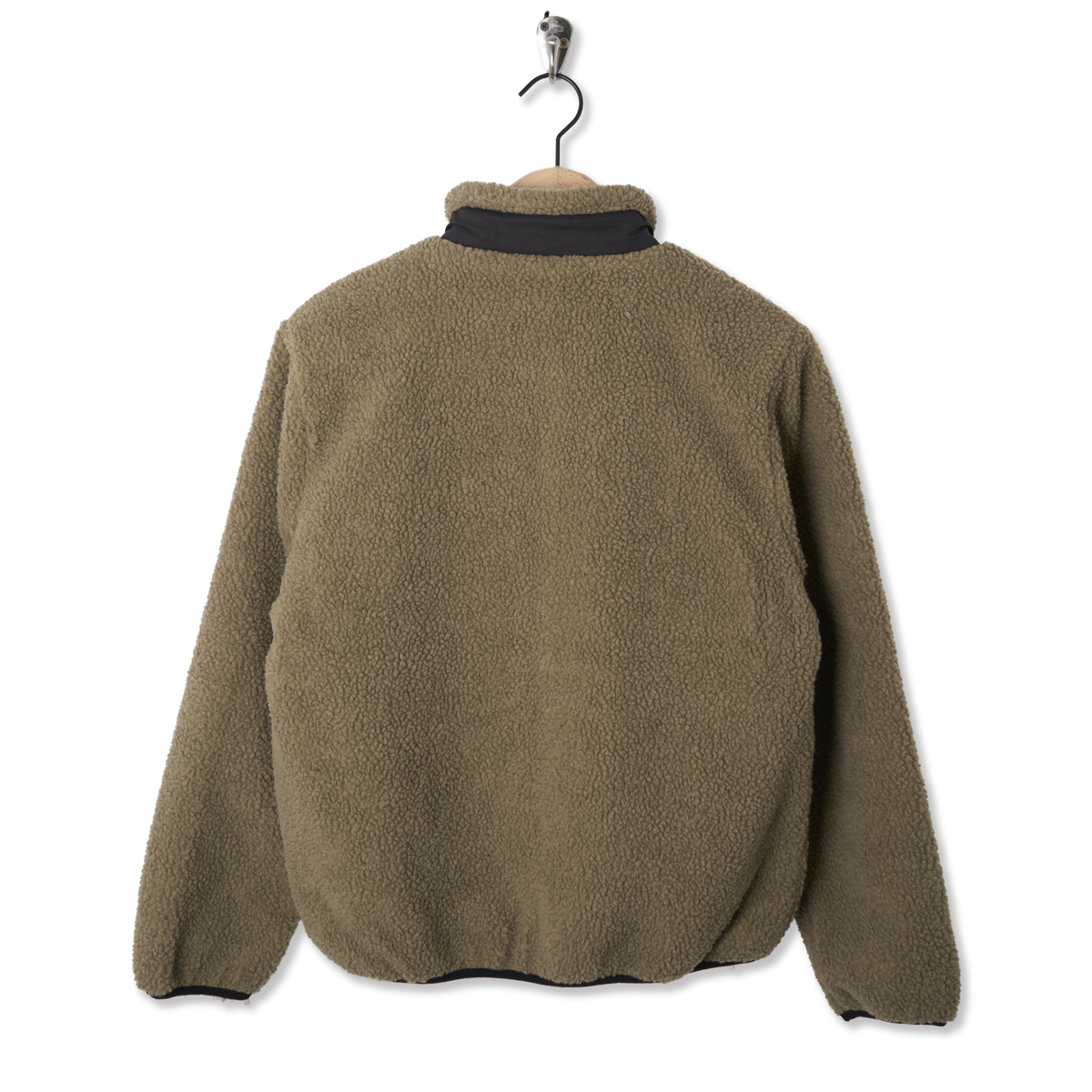 Taion Womens Mountain Boa Fleece High-Neck Jacket Beige - Back