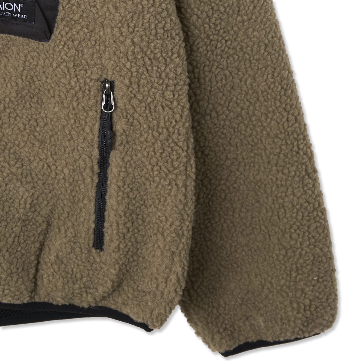Taion Womens Mountain Boa Fleece High-Neck Jacket Beige - Detail 2
