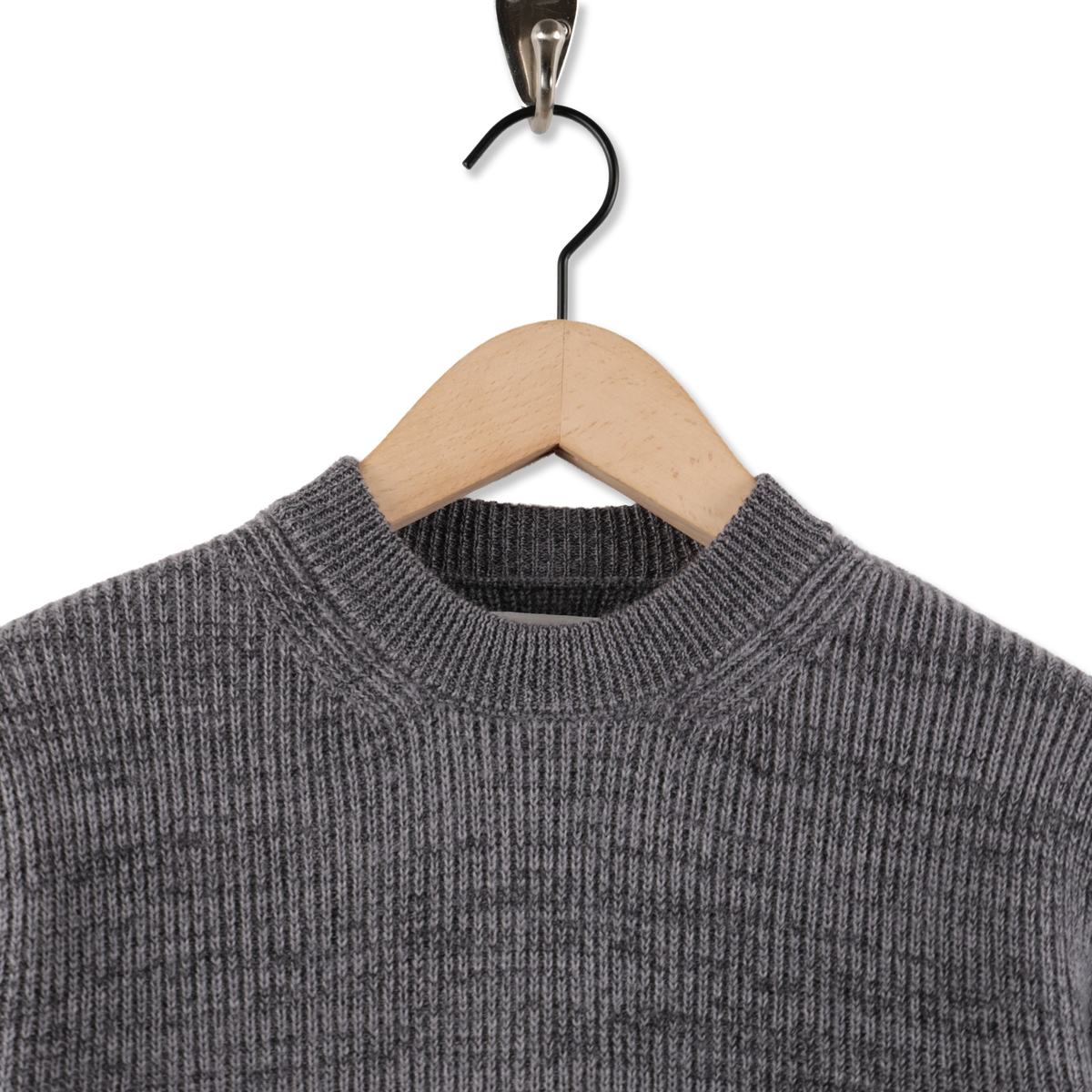 Norse Projects Henning Cotton Wool Rib Sweater Dark Grey Melange - Detail 3