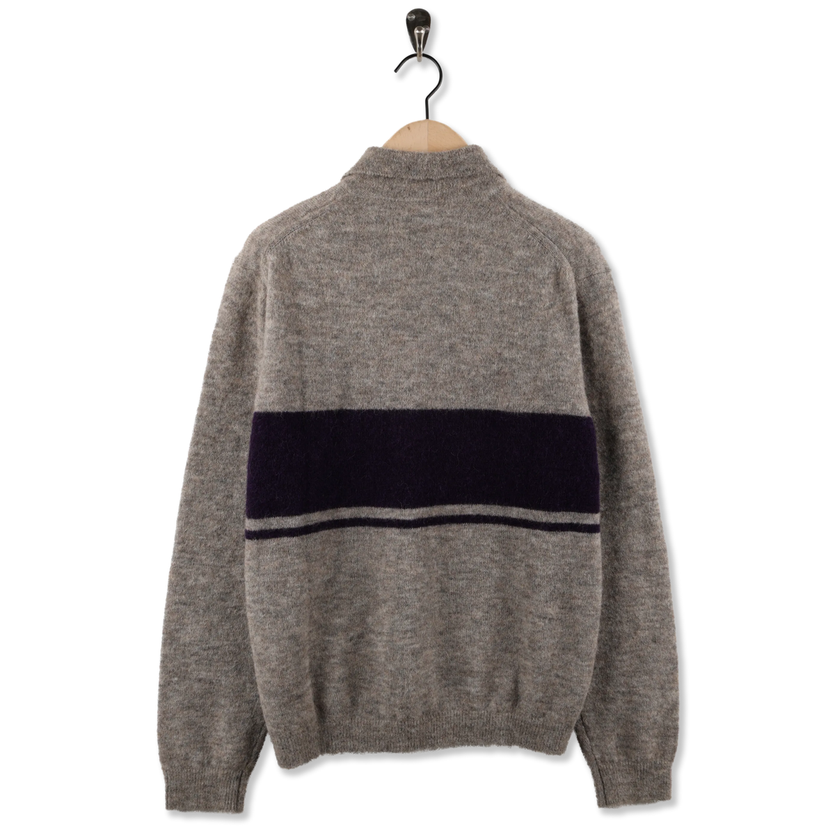 Norse Projects Gudme Baby Alpaca Stripe Polo Walnut - Front