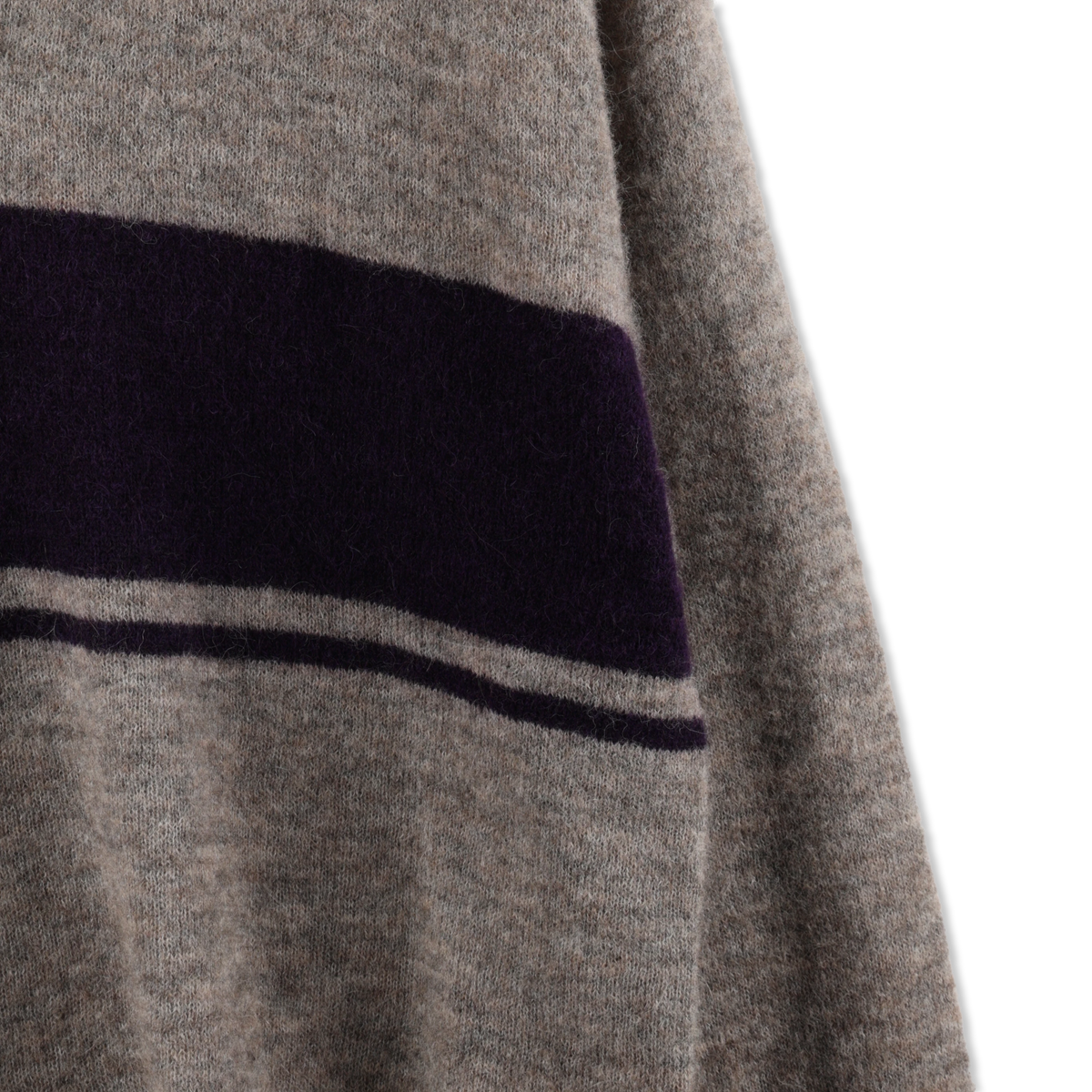 Norse Projects Gudme Baby Alpaca Stripe Polo Walnut - Detail 5