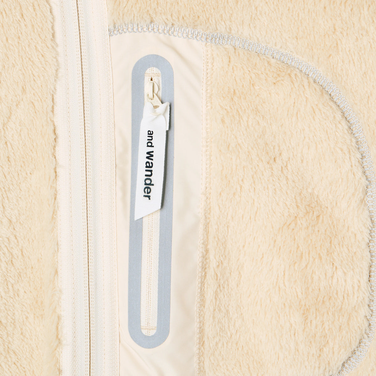 And Wander High Loft Fleece Jacket Off White - Detail 1