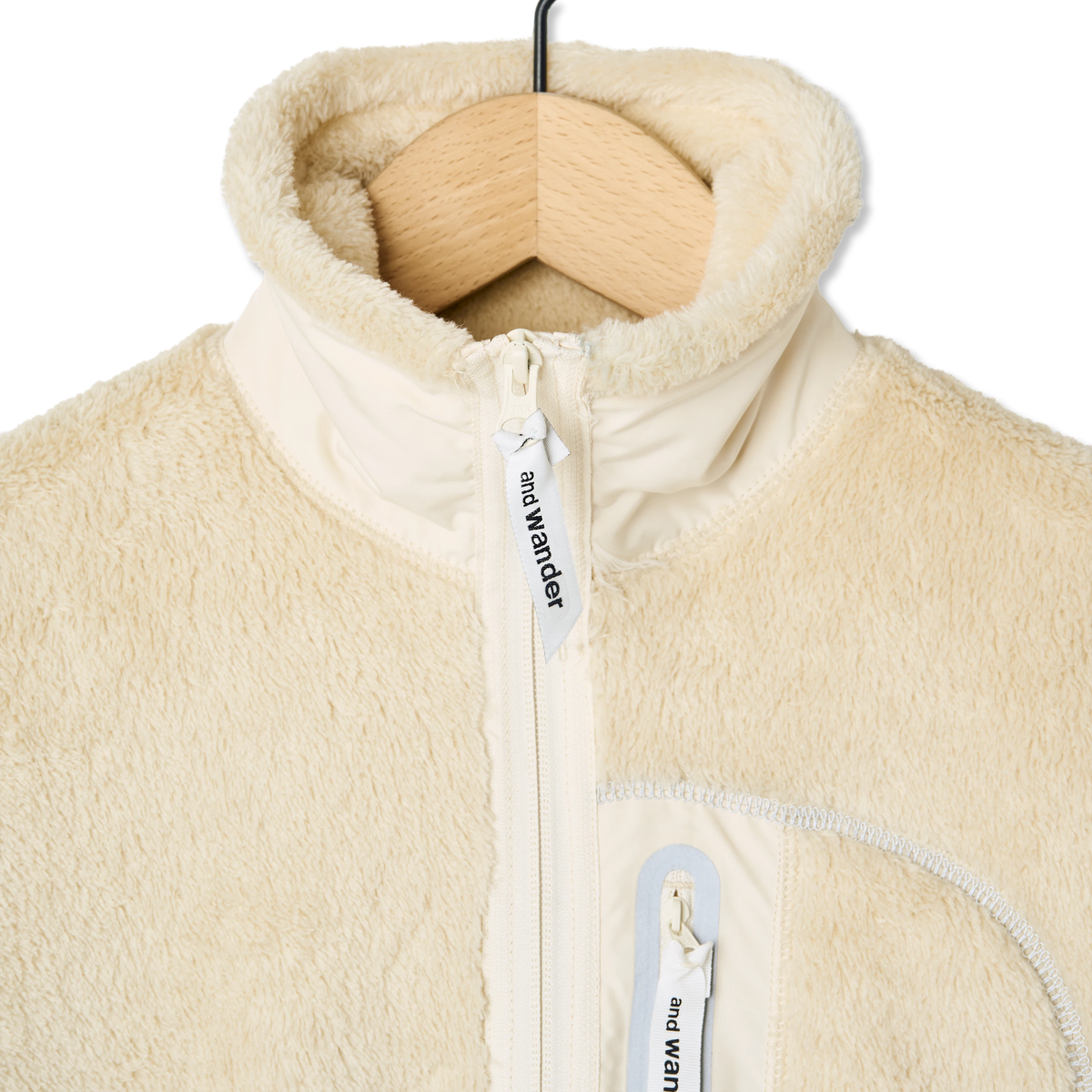 And Wander High Loft Fleece Jacket Off White - Detail 1