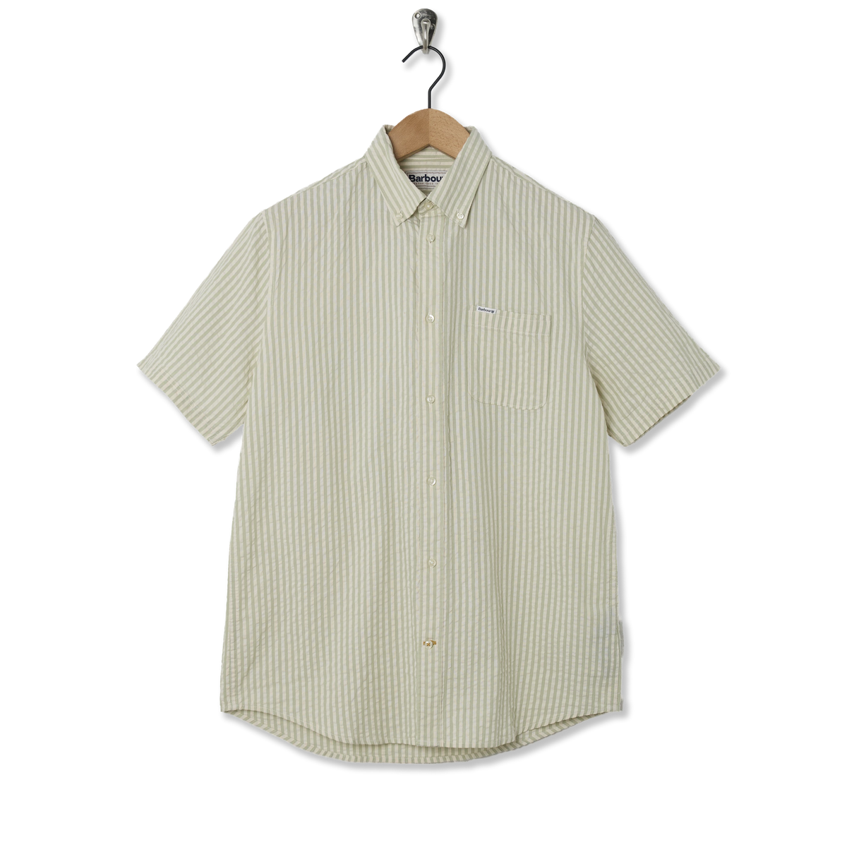 Barbour Cresswell Seersucker Summer Fit Shirt Sea Green - Front