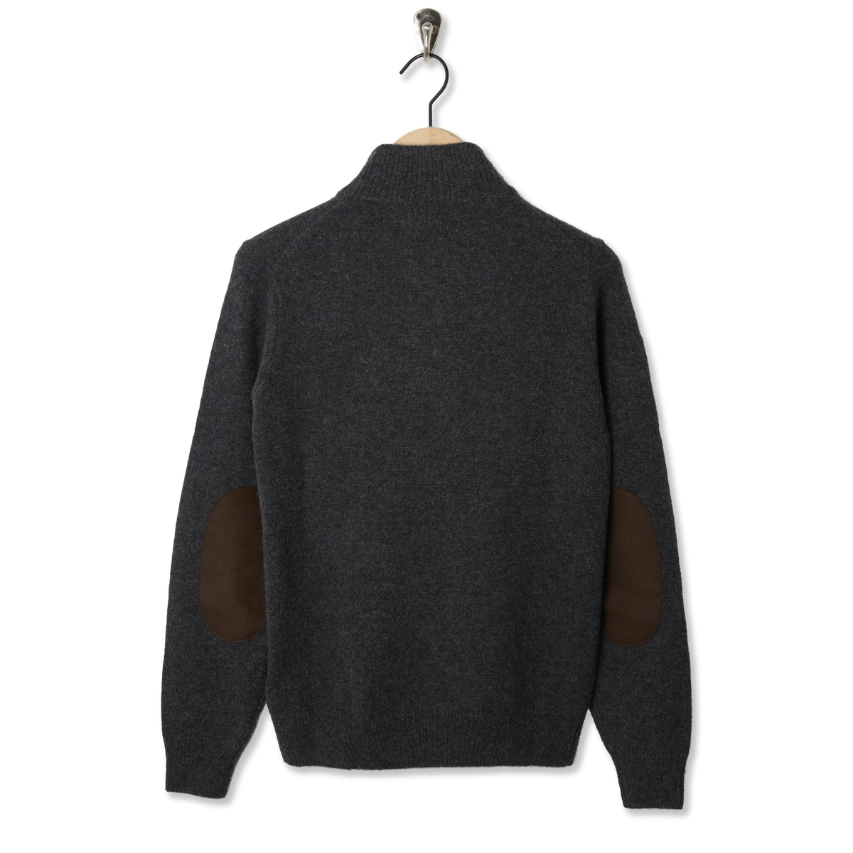 Barbour Essential Elbow Patch Jumper Charcoal - Back