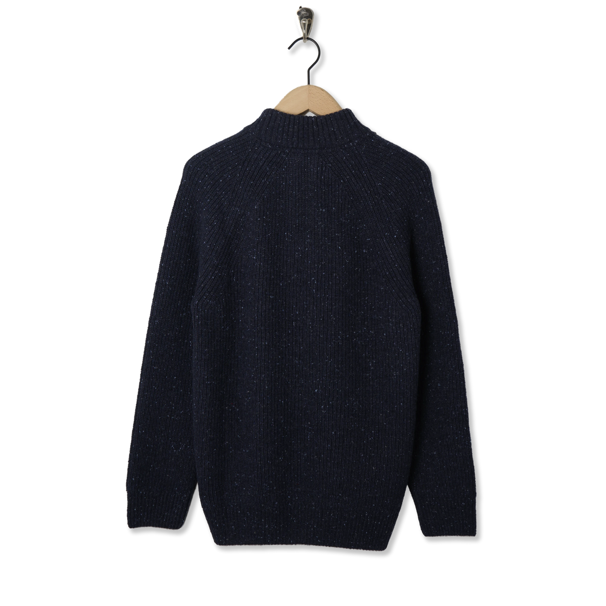 Barbour Essentials Fleck Half Zip Navy - Back