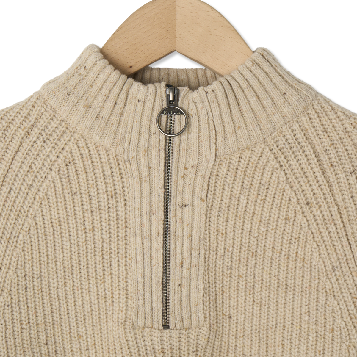 Barbour Essentials Fleck Half Zip Pearl - Detail 3