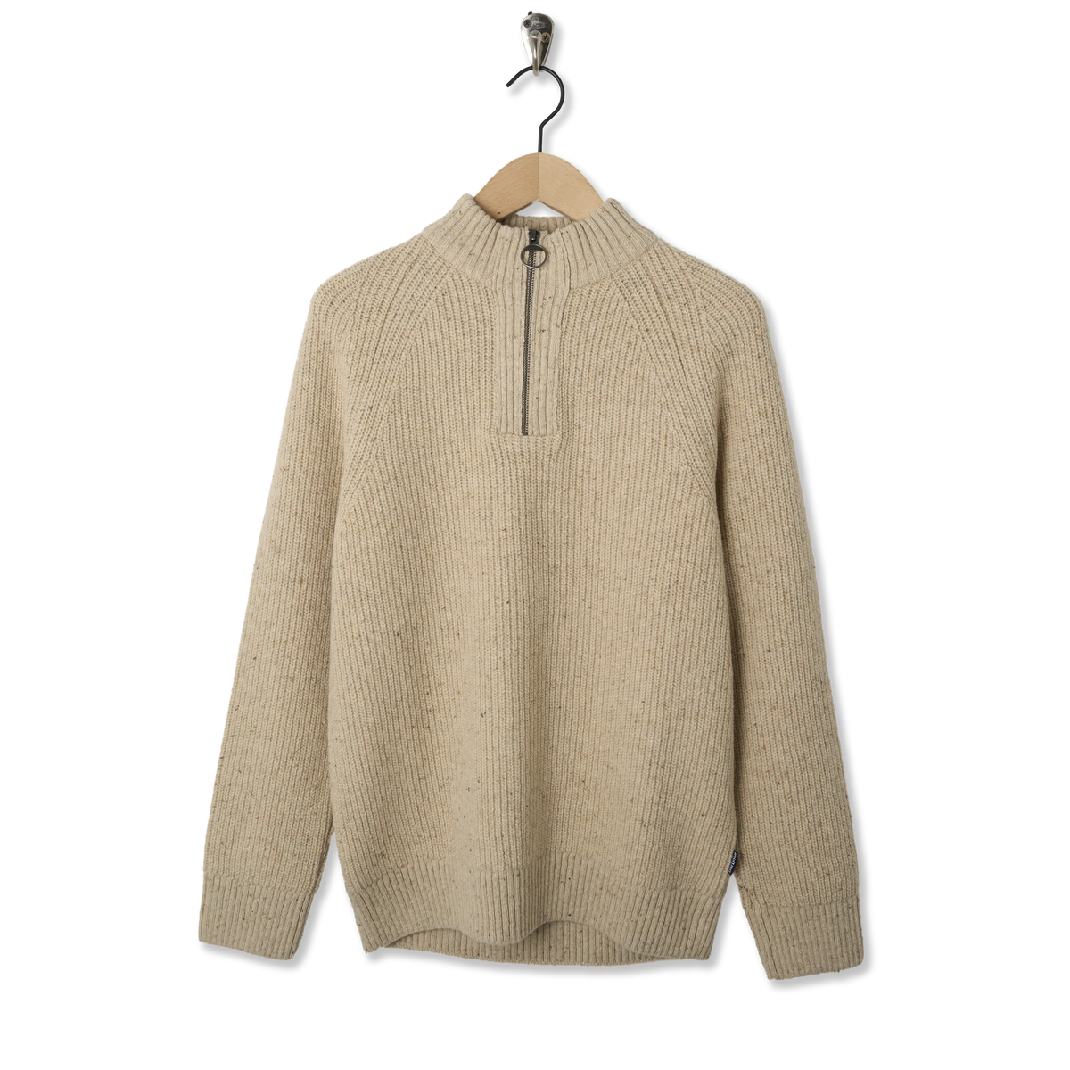 Barbour Essentials Fleck Half Zip Pearl - Front