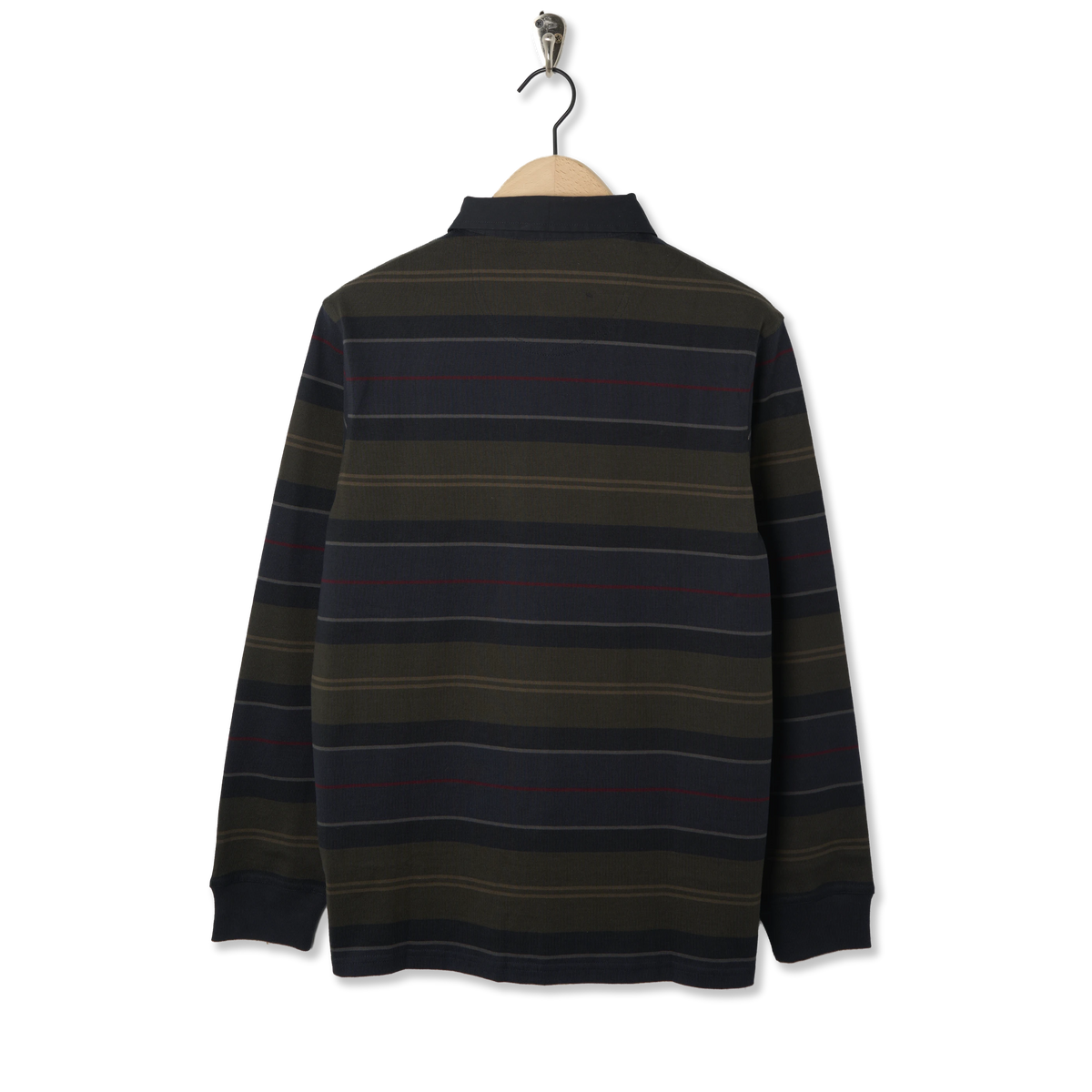 Barbour Frith Tartan Stripe L/S Rugby Shirt Navy - Back