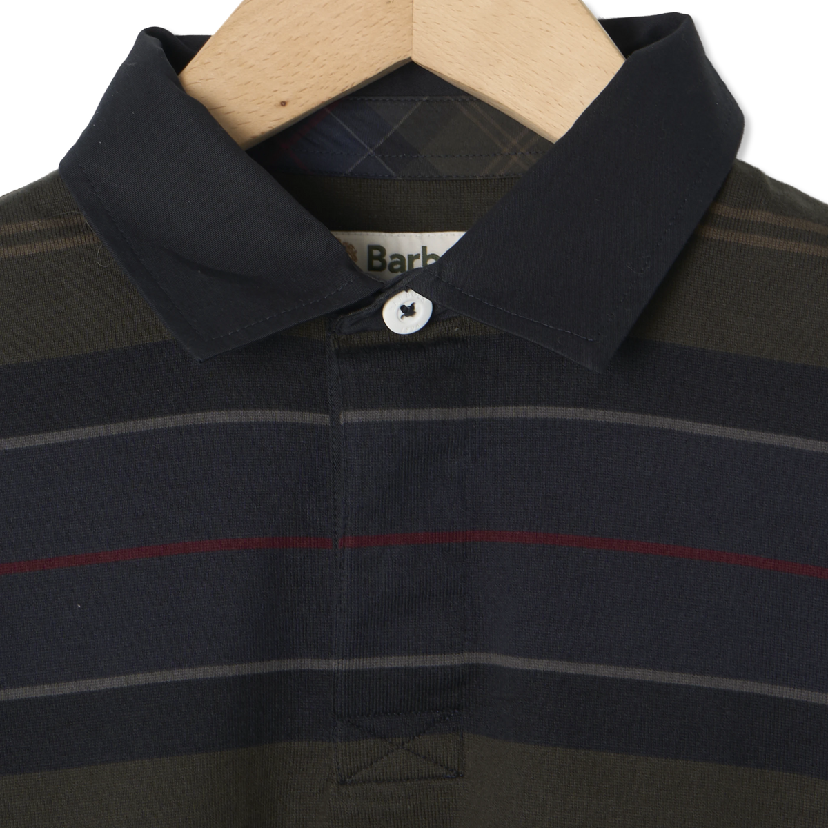 Barbour Frith Tartan Stripe L/S Rugby Shirt Navy - Detail 2