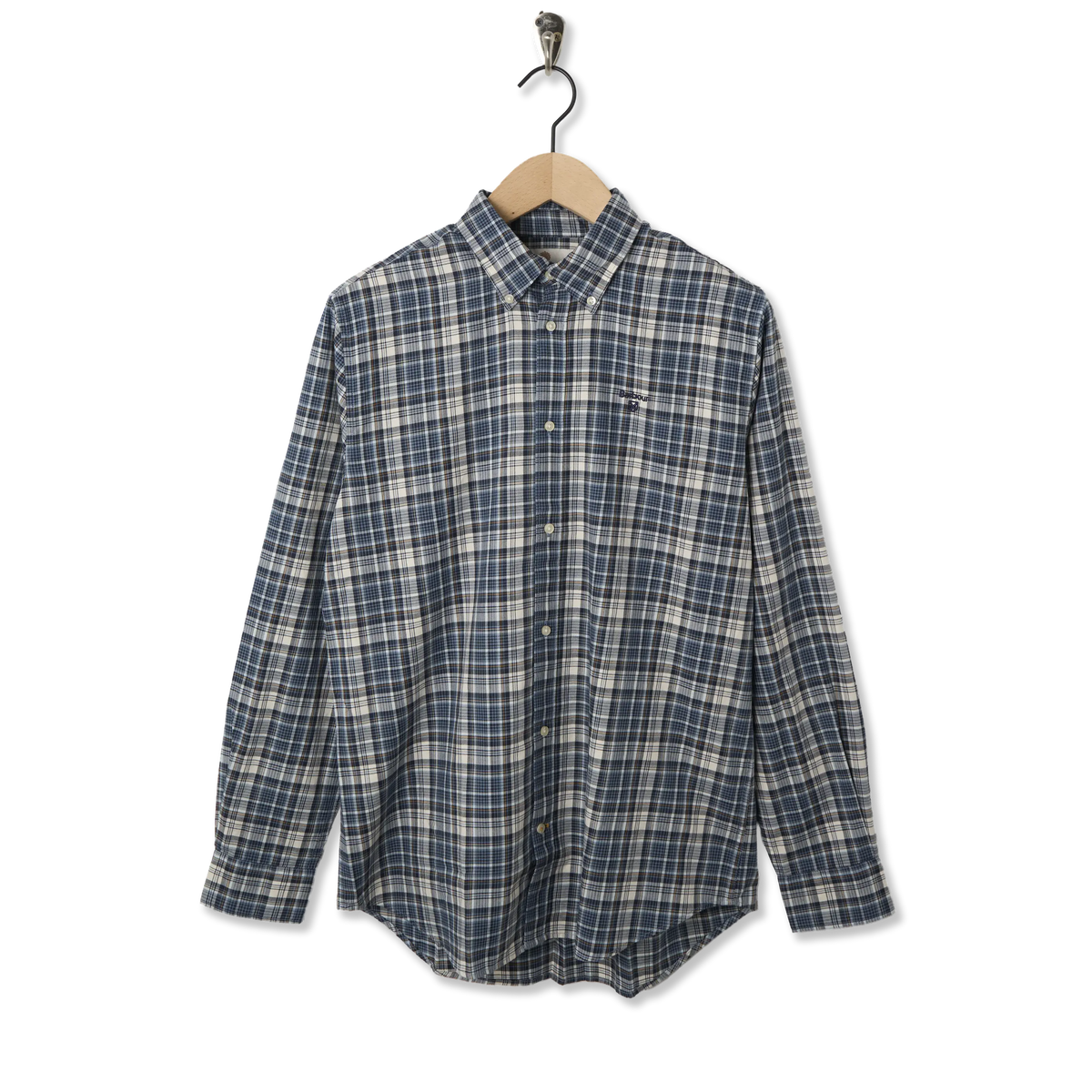 Barbour Mosswood Tailored Fit Checked Shirt Navy - Front