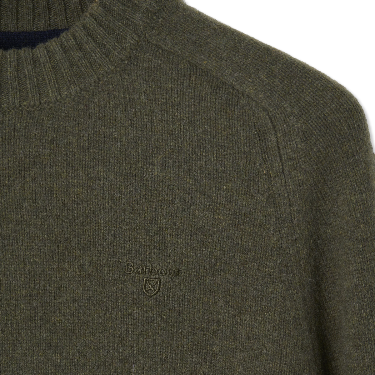 Barbour Newtown Crew Neck Sweater Mid Olive - Detail 3