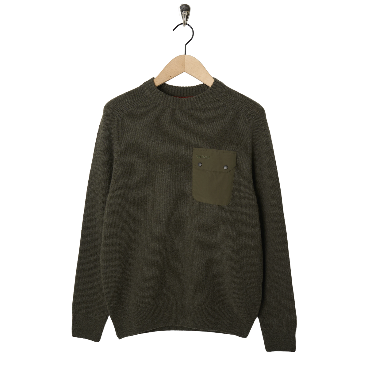 Barbour Stockham Texture Crew Neck Sweater Beech - Front