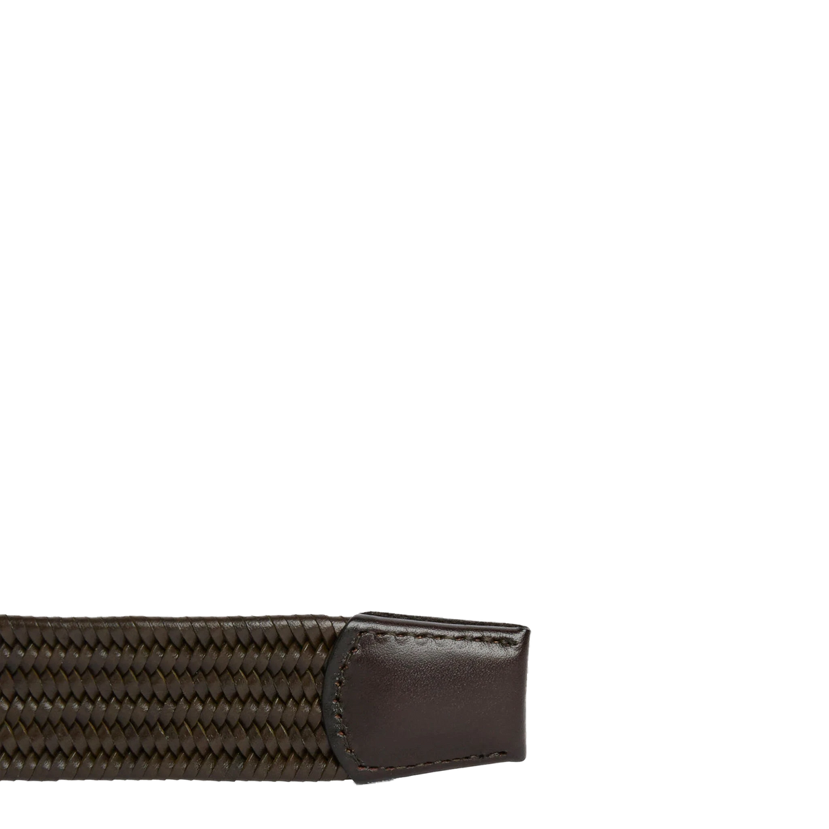 Barbour Stretch Leather Belt Dark Olive - View 3