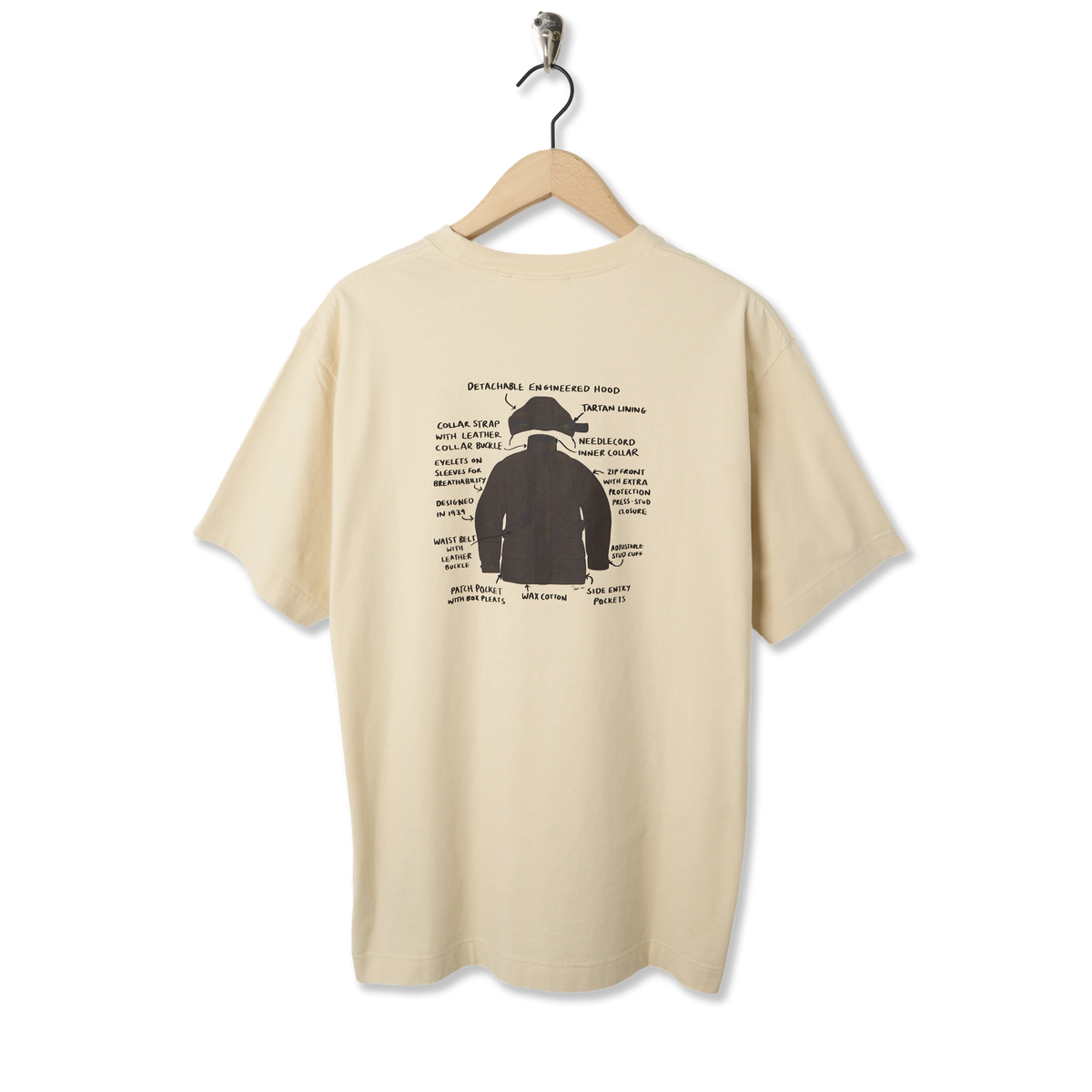 Barbour Ursula Oversized Graphic T-Shirt Fog - Back