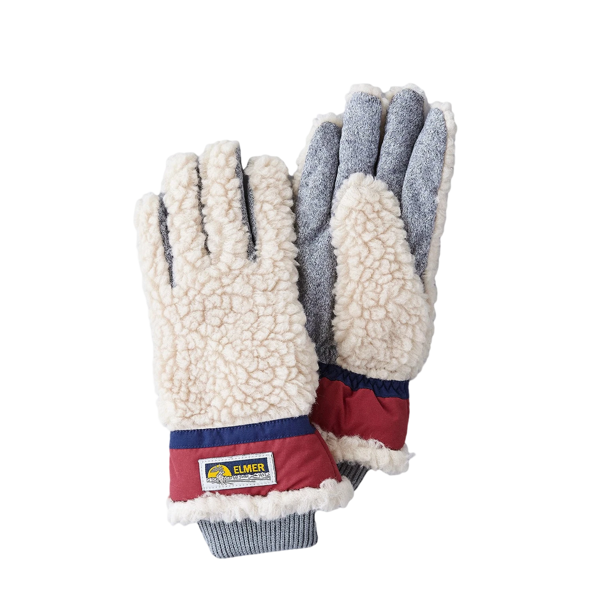 Elmer Gloves Wool Pile 5 Finger Glove Beige / Wine