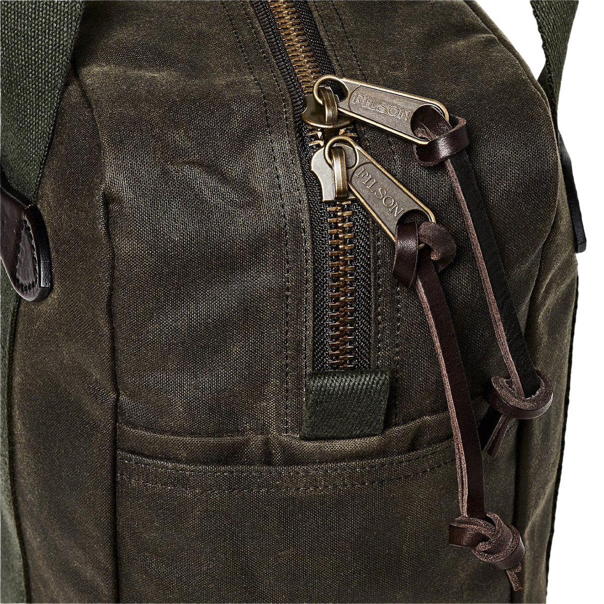 Filson Tin Cloth Tote Bag With Zipper Otter Green - View 5