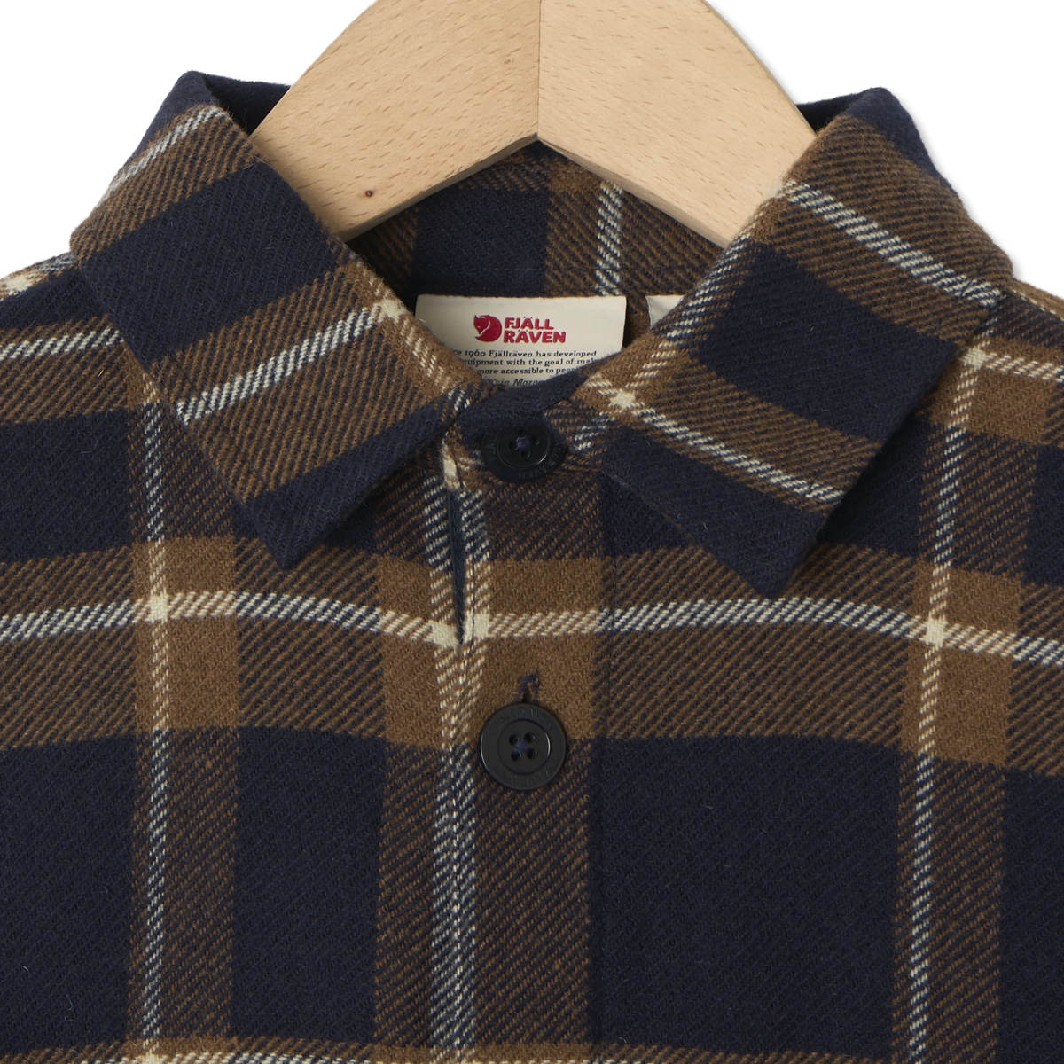 Fjallraven Ovik Wool Shirt Dark Navy / Chestnut - Detail 2