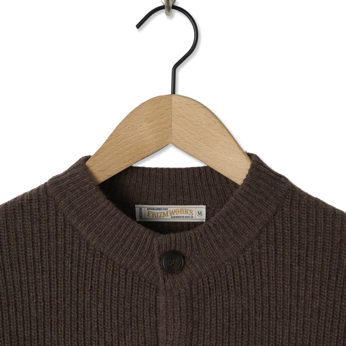 Frizmworks Heavy Wool Round Cardigan Choco Brown - Detail 1