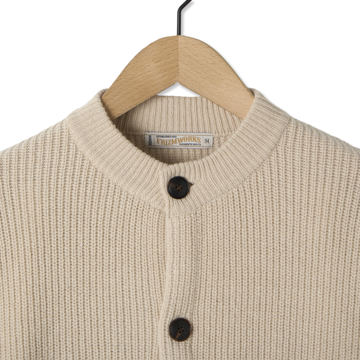 Frizmworks Heavy Wool Round Cardigan Cream - Detail 3