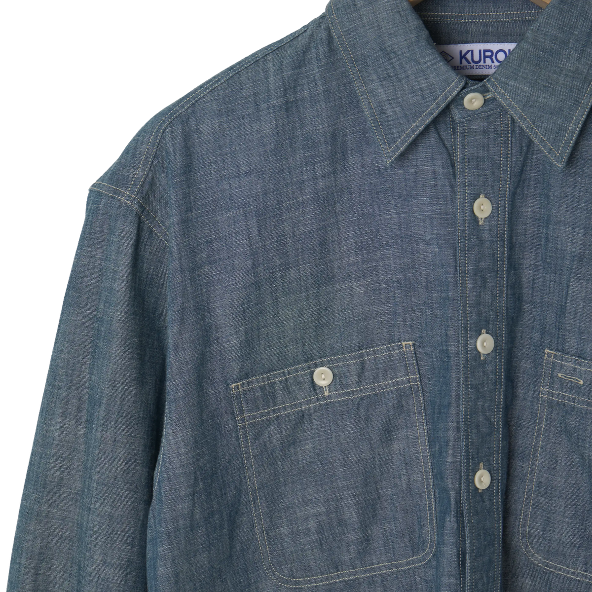 Frizmworks Kuroki Chambray Work Shirt Washed Blue - Detail 3