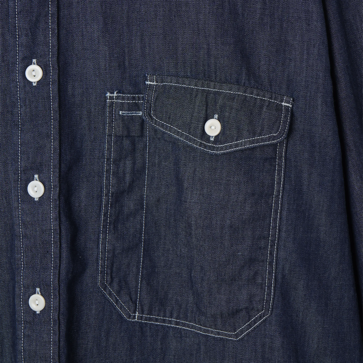 Frizmworks Utility Flap Pocket Denim Work Shirt Indigo - Detail 3