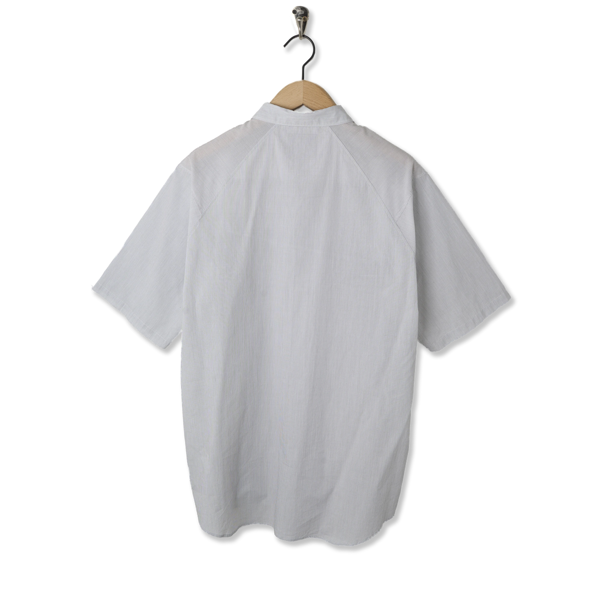 Goldwin Fine Cotton Seersucker Striped S/S Shirt White / Black - Back