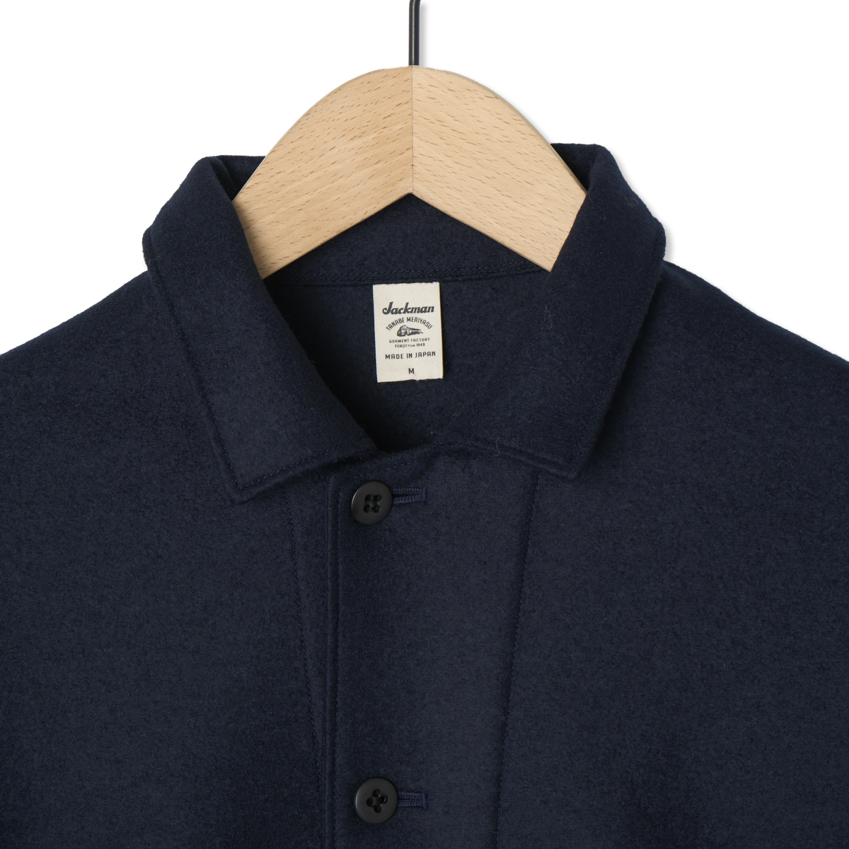 Jackman Comp Wool BB Overshirt Jacket Navy - Detail 1