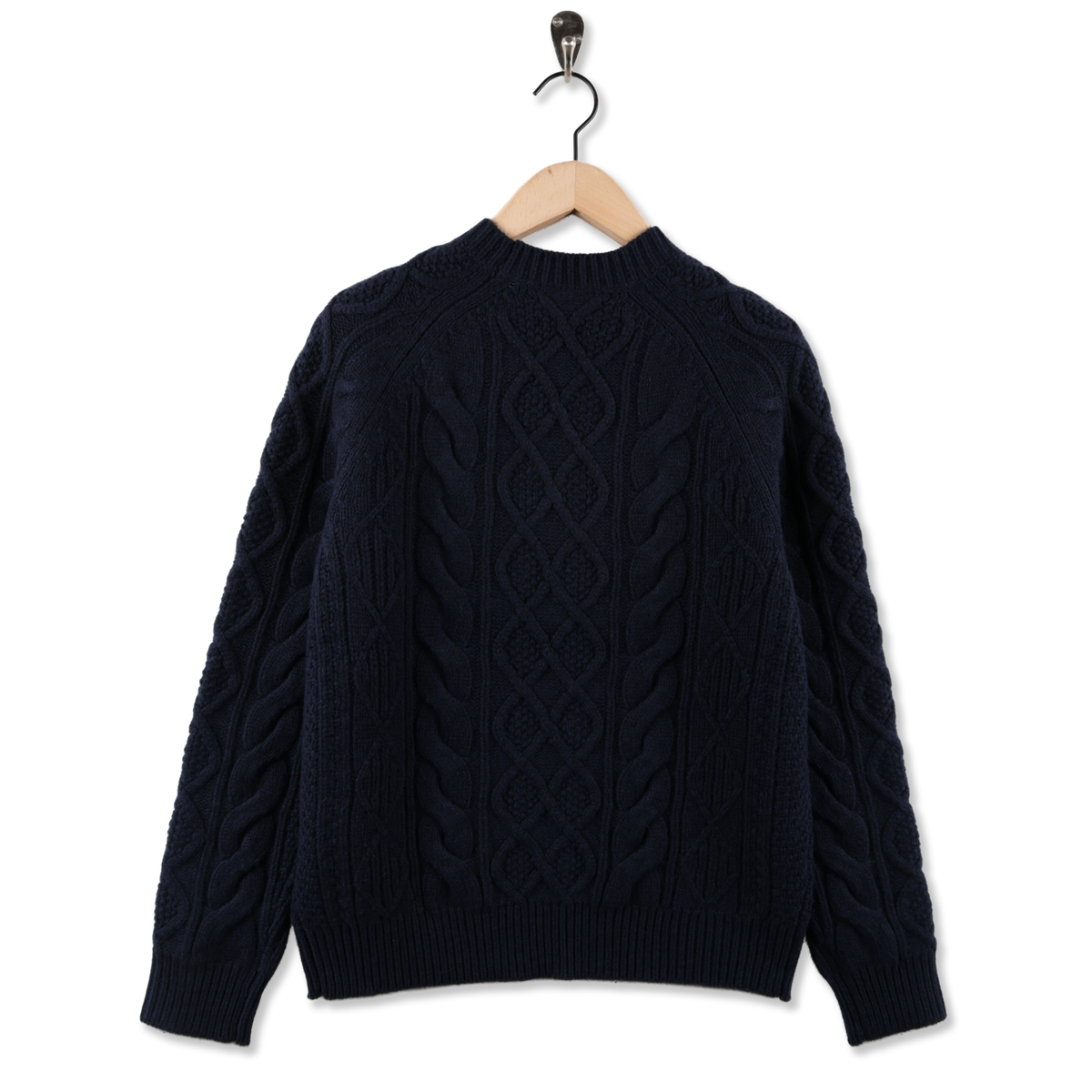 Polo Ralph Lauren Aran-Knit Wool Alpaca Sweater Glaucus Navy Heather - Back