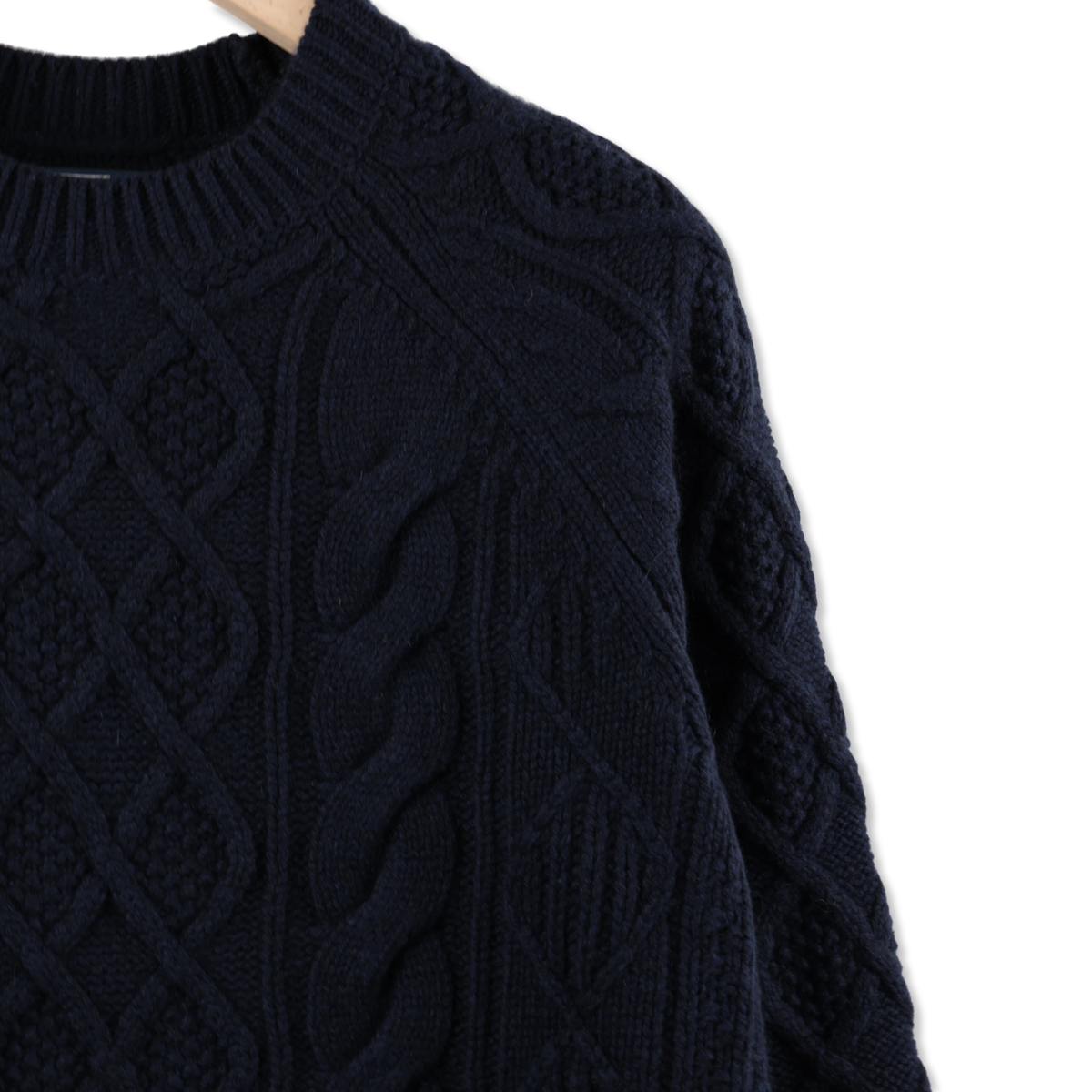 Polo Ralph Lauren Aran-Knit Wool Alpaca Sweater Glaucus Navy Heather - Detail 4