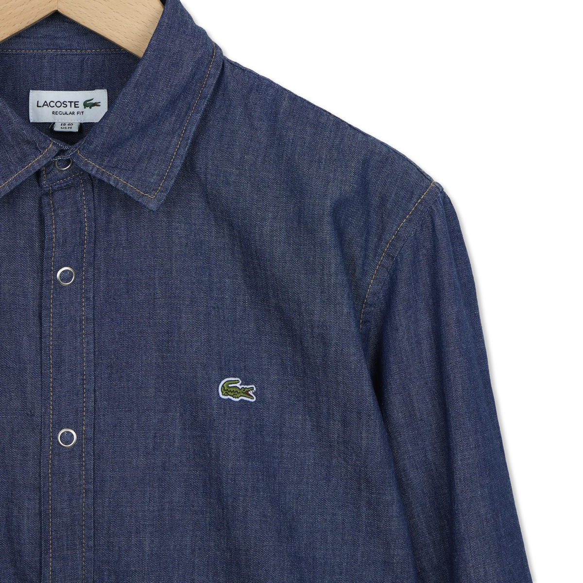 Lacoste Regular Fit Lightweight Denim Shirt Dark Blue - Detail 2
