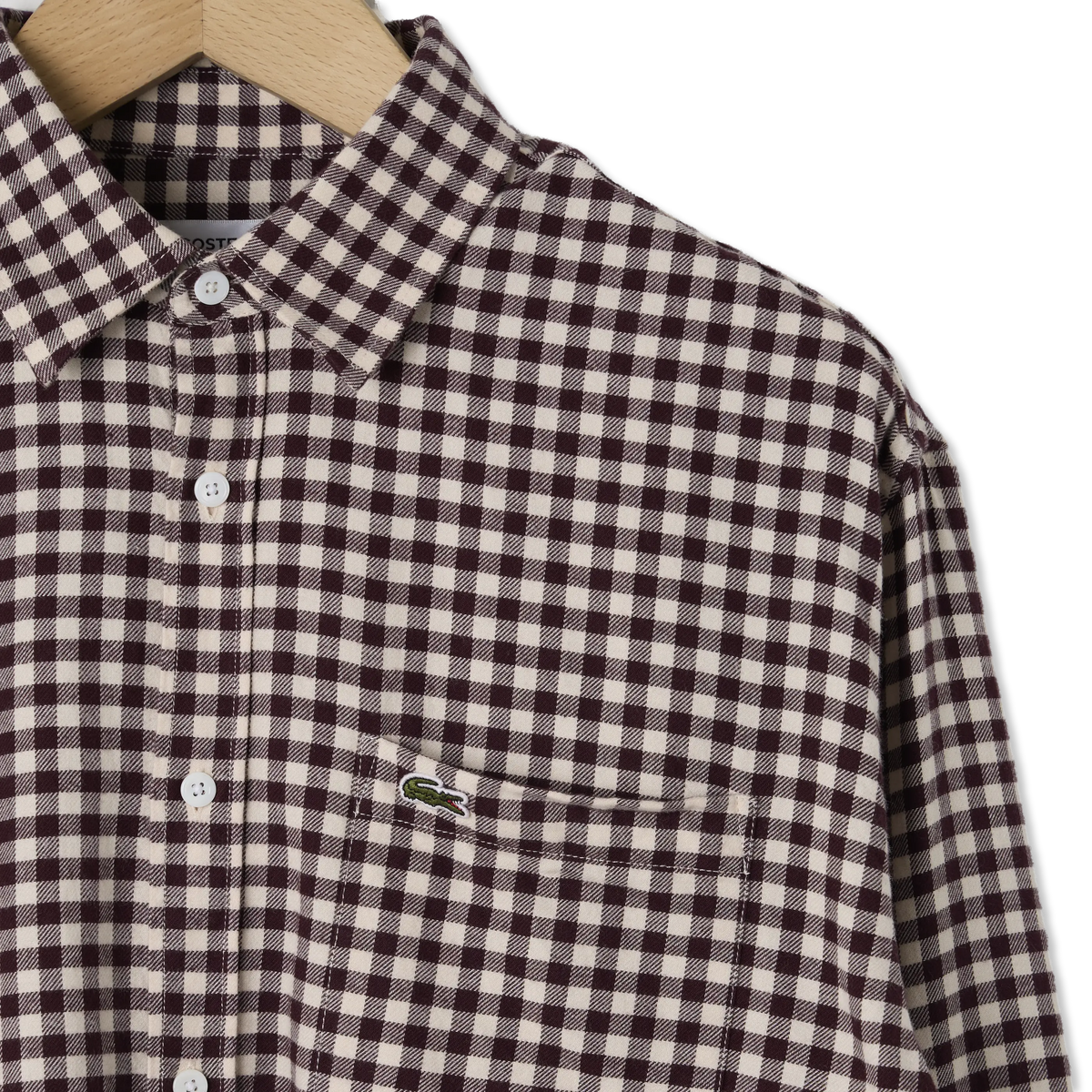 Lacoste Regular Fit Plaid Flannel Shirt Beige / Brown - Detail 2