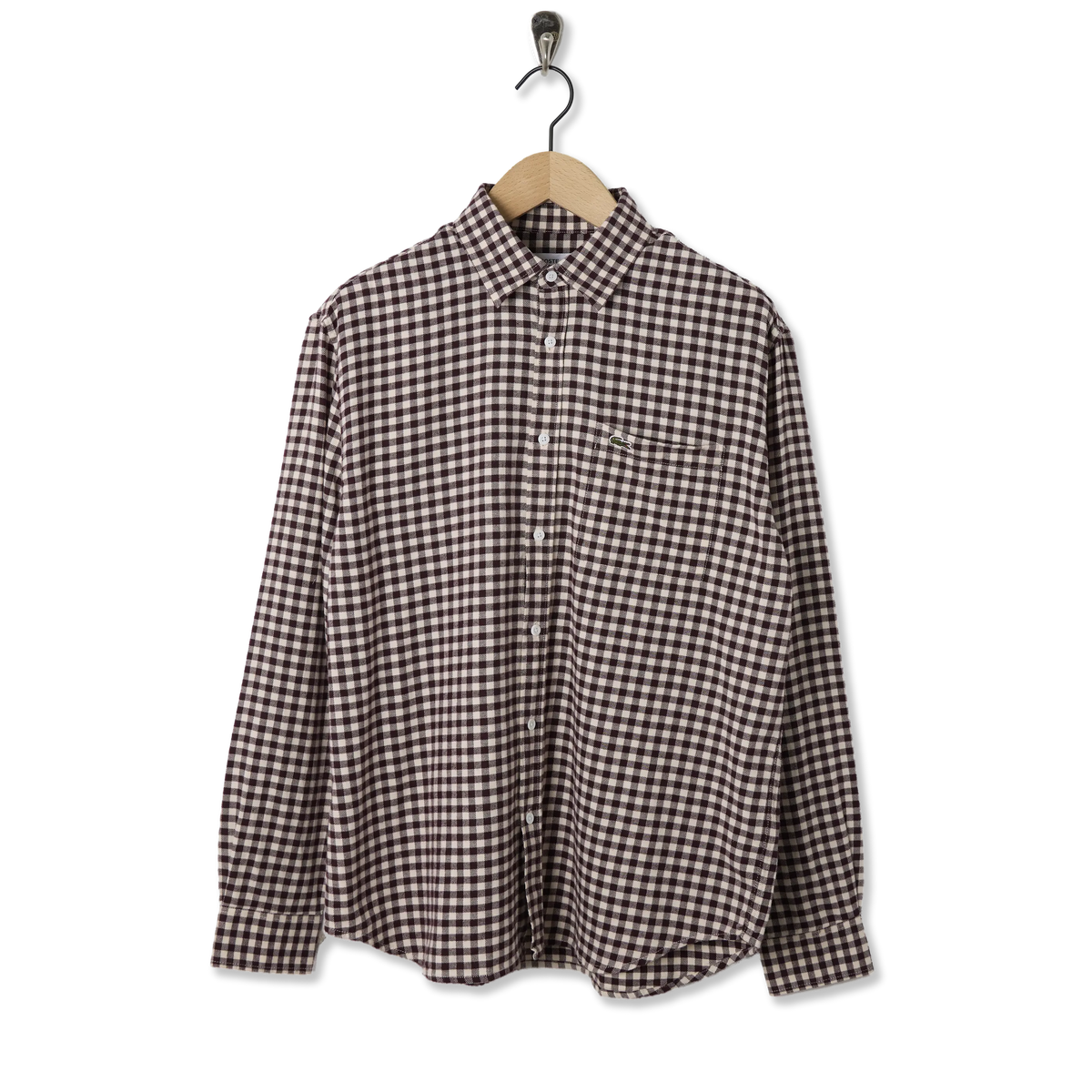Lacoste Regular Fit Plaid Flannel Shirt Beige / Brown - Front