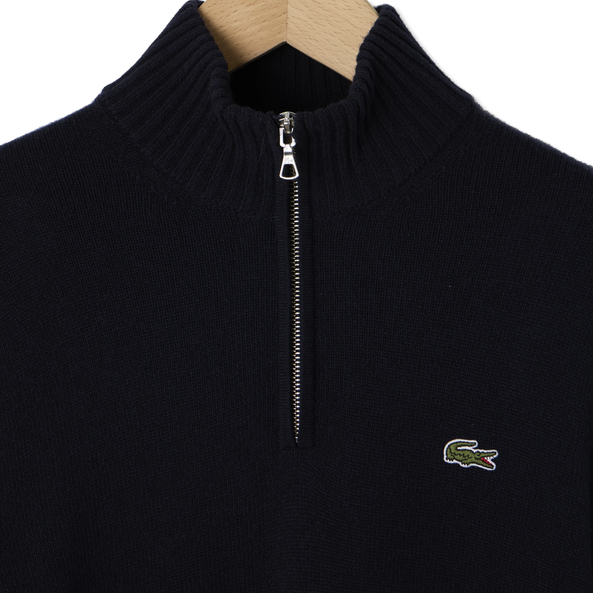 Lacoste Zipped High Neck Wool Sweater Midnight Blue - Detail 1