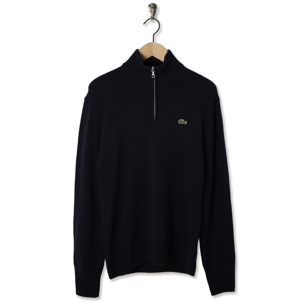 Lacoste Zipped High Neck Wool Sweater Midnight Blue - Front
