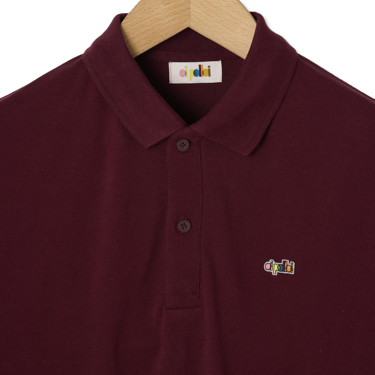 Oi Polloi Classic S/S Polo Shirt Burgundy - Detail 1
