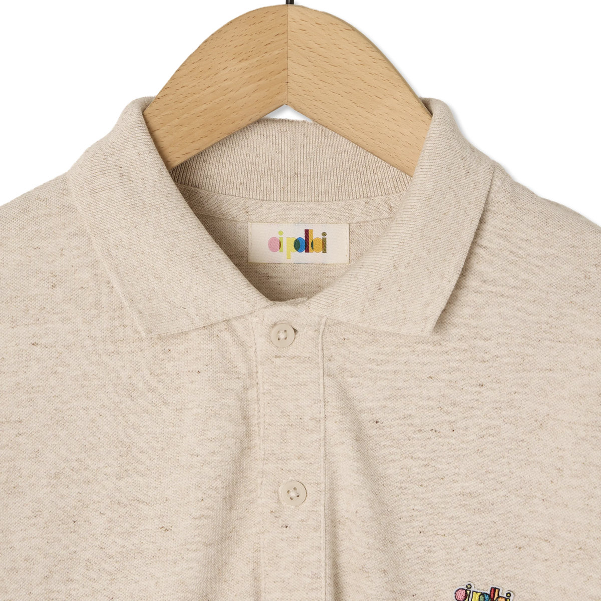 Oi Polloi Classic S/S Polo Shirt Oatmeal - Detail 2