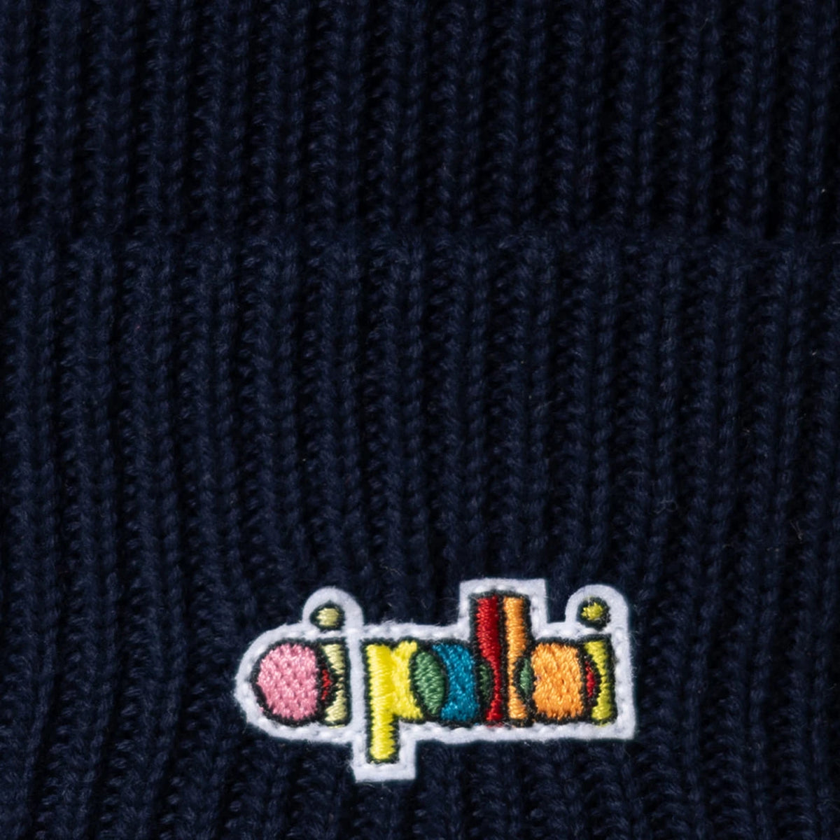 Oi Polloi North Sea Knit Beanie Hat Navy - View 2